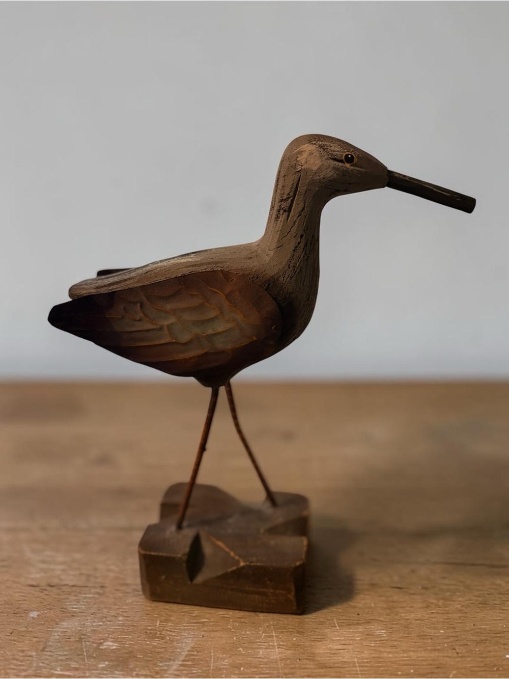 Rustic Carved Running Sanderling Shore Bird Decor Beach Cottage Farmhouse 12 In